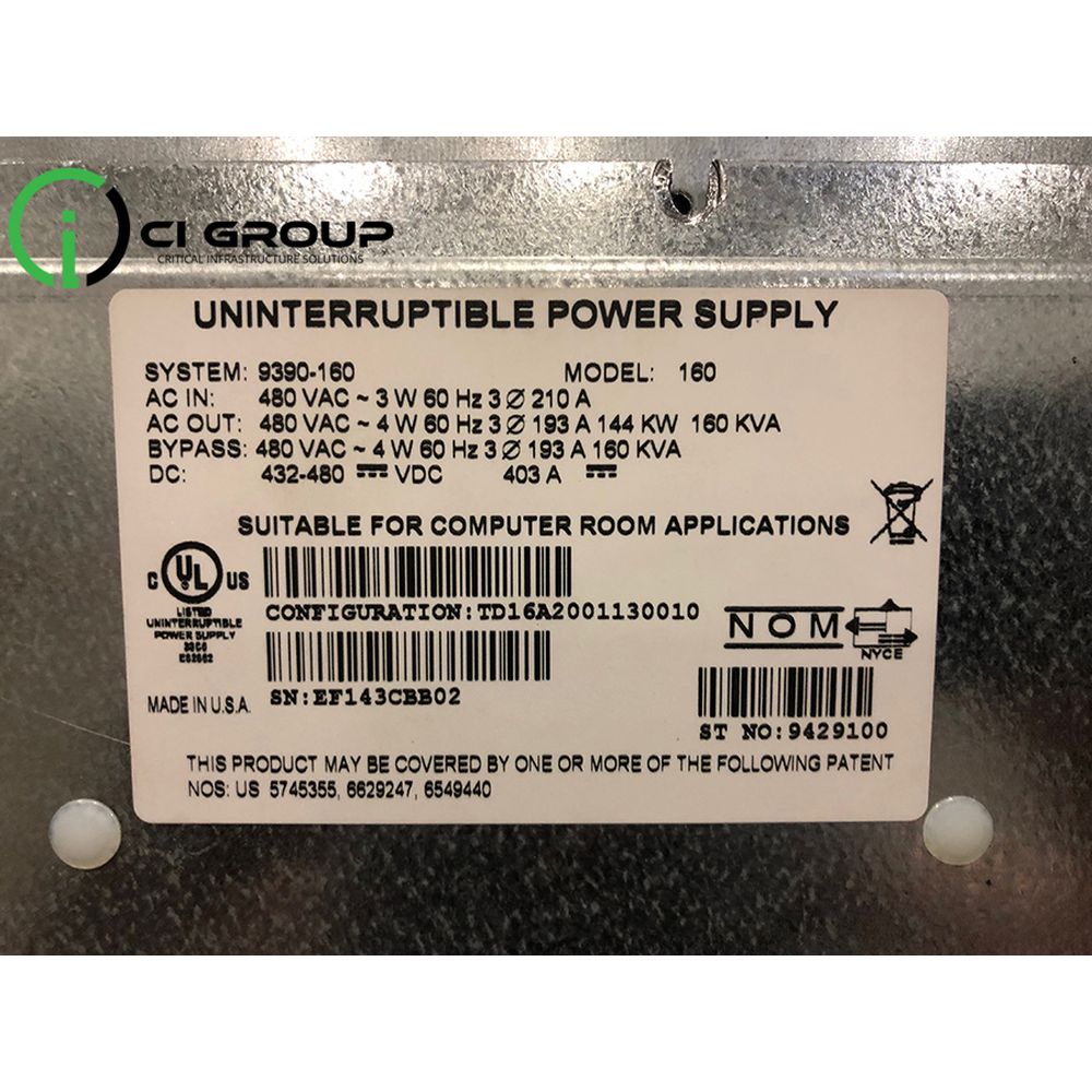 Eaton 9390-160 Model 160, 480V- Refurbished | CI Group: Buy, Sell, Rent