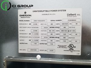 2016 Liebert NXL 1100 data plate