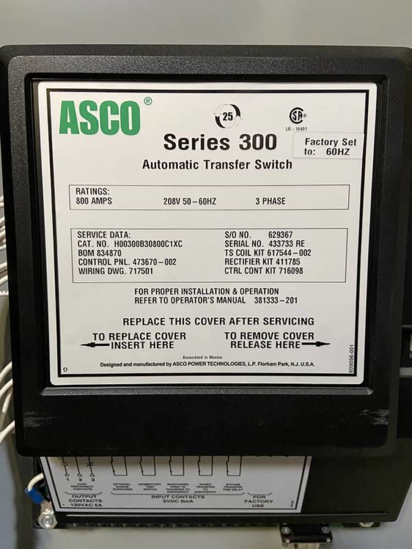 3041 Asco 300 Series 800A 3