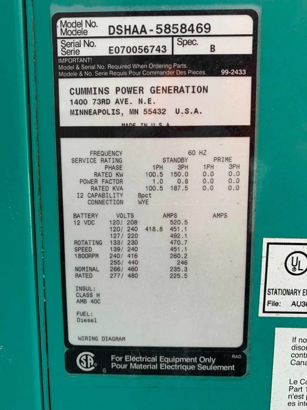 5117 Cummins 150kW Diesel Genset 3 scaled