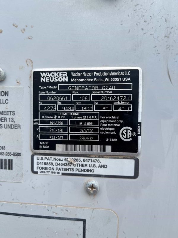 John Deere Wacker Neuson G240 210kW Tier 3 flex Portable Diesel Generator Set 8