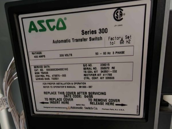 ASCO Series 300 400A Automatic Transfer Switch 4