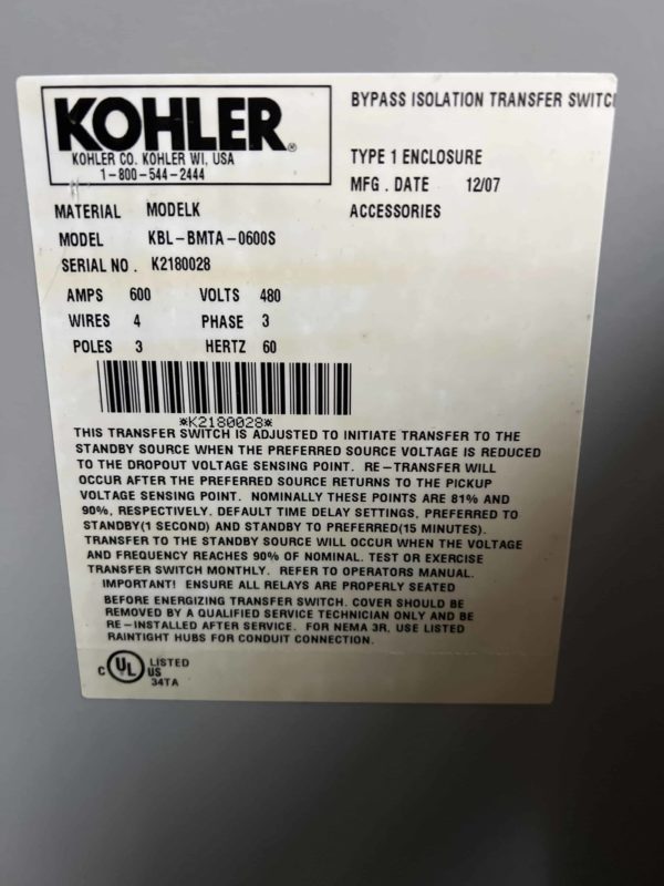 Kohler 600A 480V ATS 4 scaled