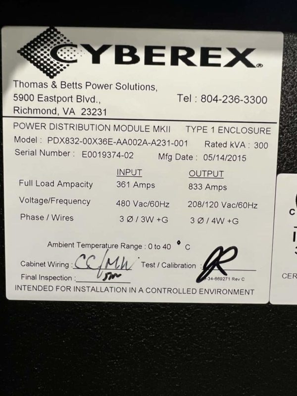 Cyberex 300kVA PDU 1 1