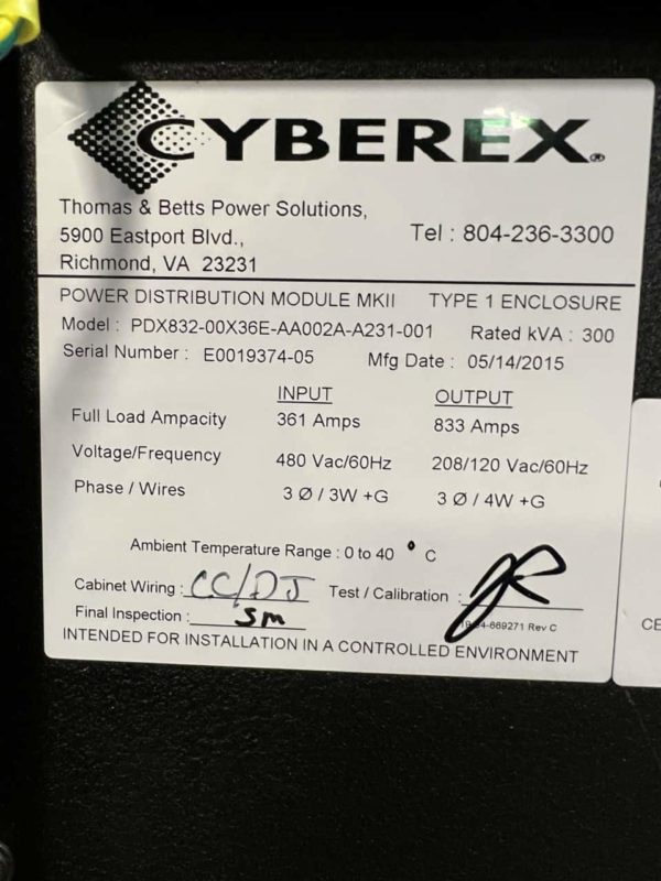Cyberex 300kVA PDU 6 1