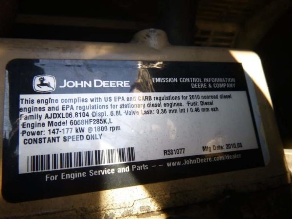 John Deere Engine Label 1