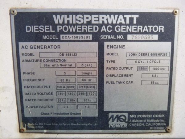 MQ Power Mobile Diesel Generator 120 kW 36