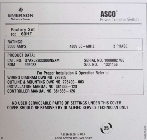 ASCO 7000 Series 3000A 480V Automatic Transfer Switch 6