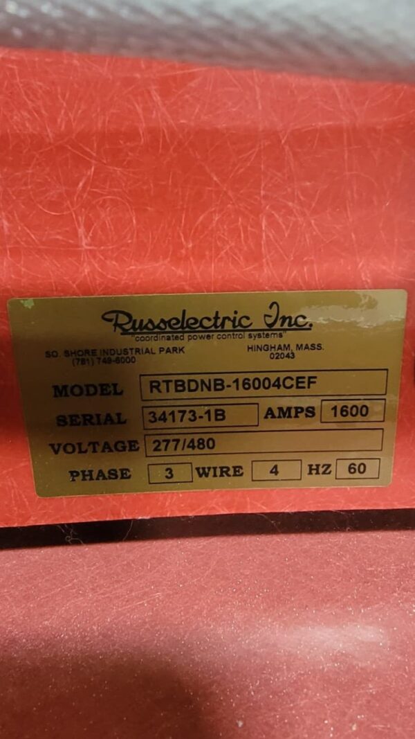 Russelectric RTBDNB 1600A 480V ATS 6