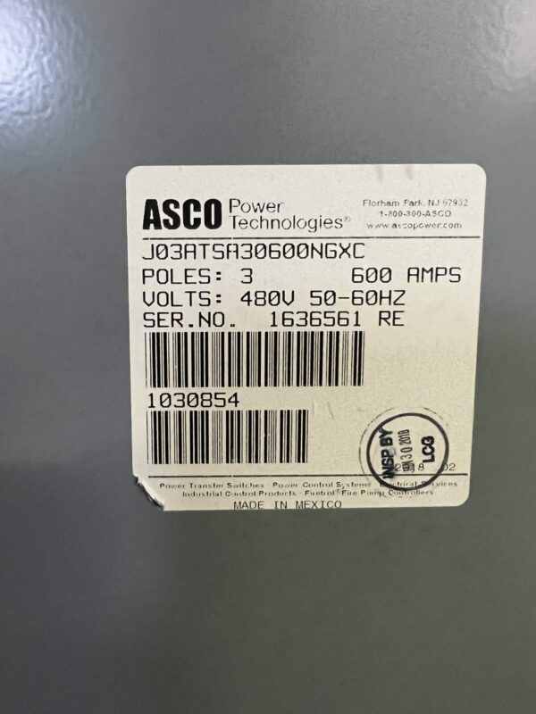 ASCO 300 Series 600A 480V ATS 2