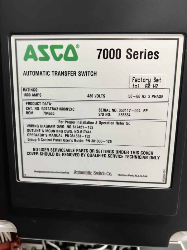 ASCO 7000 Series 1600A ATS 4