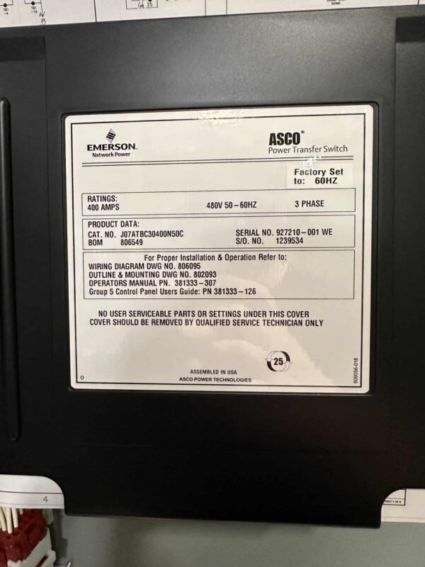 ASCO 7000 Series 400A 480V with ISO Bypass - Image 5