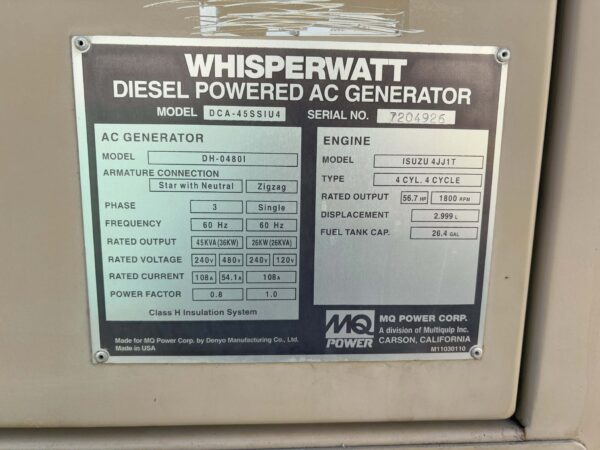 MQ Power DCA45 36kW Mobile Diesel Generator - Image 13