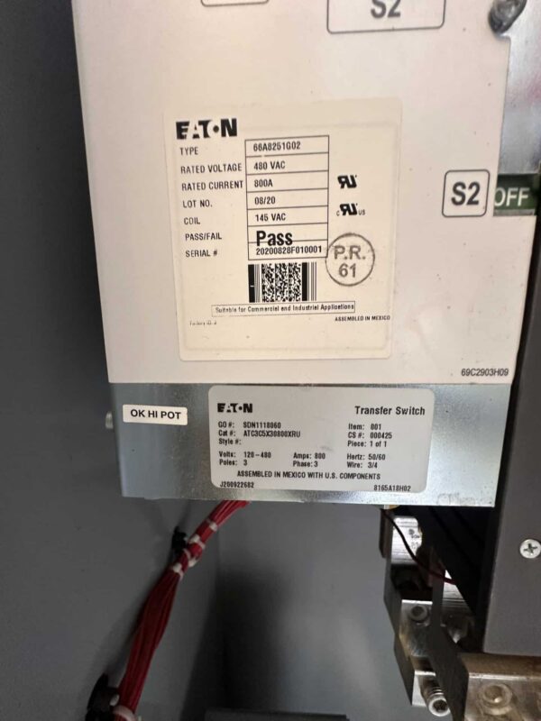 Eaton 800A 480V Automatic Transfer Switch - Image 2