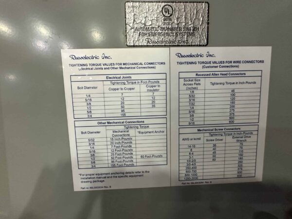 Russelectric 400A 120/208V N3R Automatic Transfer Switch - Image 4