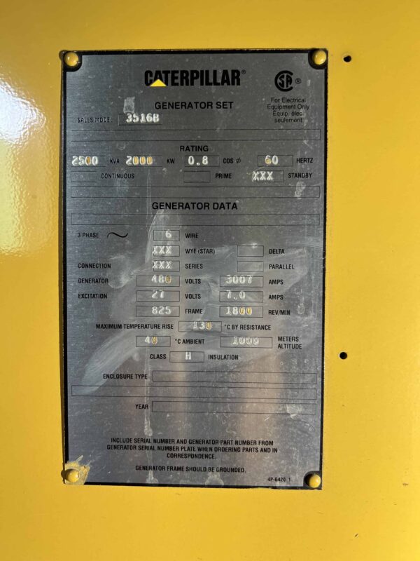 CAT 3516B 2000kW 480V Diesel Generator Set - Image 4