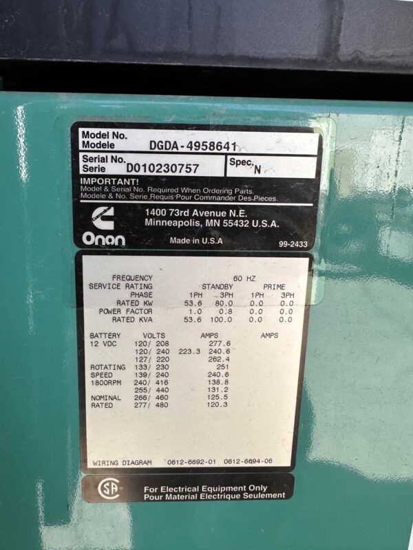 Cummins DGDA 80kW Diesel Generator Set - Image 10