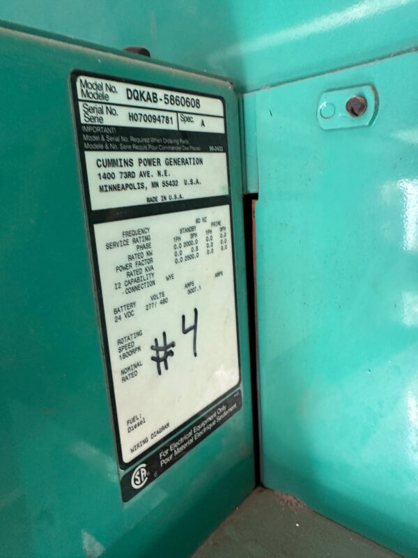 Cummins DQKAB 2000kW 480V Diesel Generator Set - Image 7