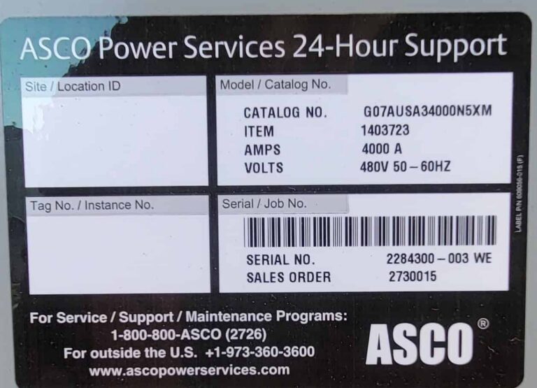 ASCO 7000 Series 4000A 480V Nema 3R SER Automatic Transfer Switch