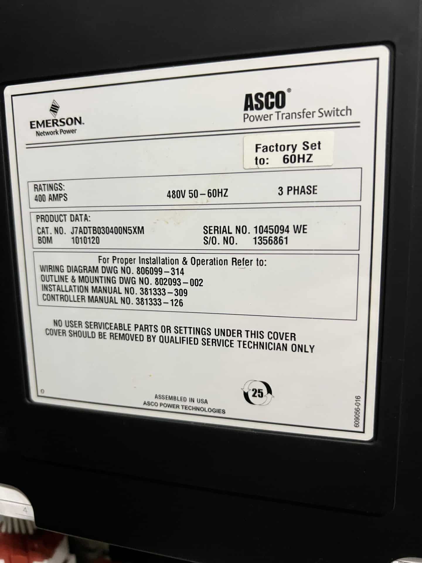 ASCO 7000 Series 400A 480V Nema 3R ATS 3 ASCO 7000 Series 400A 480V Nema 3R Automatic Transfer Switch - Image 4